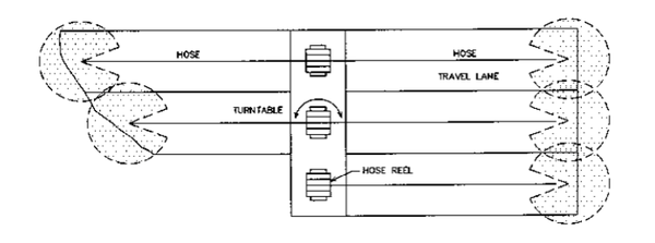 Figure 2. Schematic of layout for a hose drag traveler.
